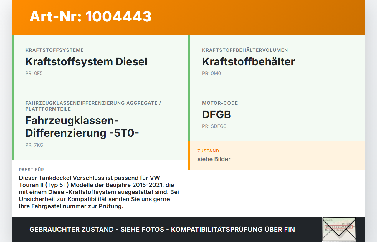 VW Touran II 5T 15-21 Tankdeckel Verschluss Tankverschluss VW Touran II 5T 15-21 24.10.2016 gebraucht Vorschau 3