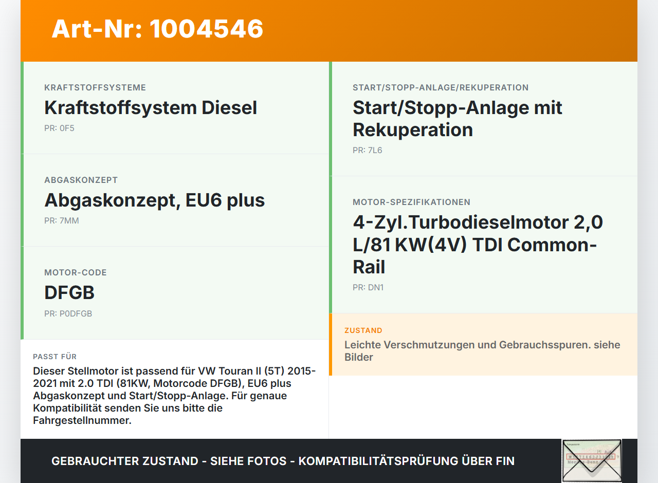 VW Touran II 5T 15-21 TDI 2,0 81KW DFGB Stellmotor für Abgasrückführventil EGR AGR Ventil VW Touran II 5T 15-21... Vorschau 3