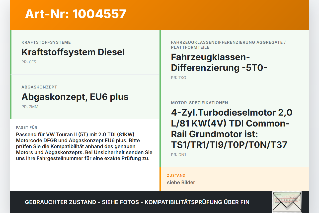 VW Touran II 5T 15-21 TDI 2,0 81KW Sensor Abgastemperatursensor Abgassonde VW Touran II 5T 15-21 24.10.2016 gebraucht Vorschau 3