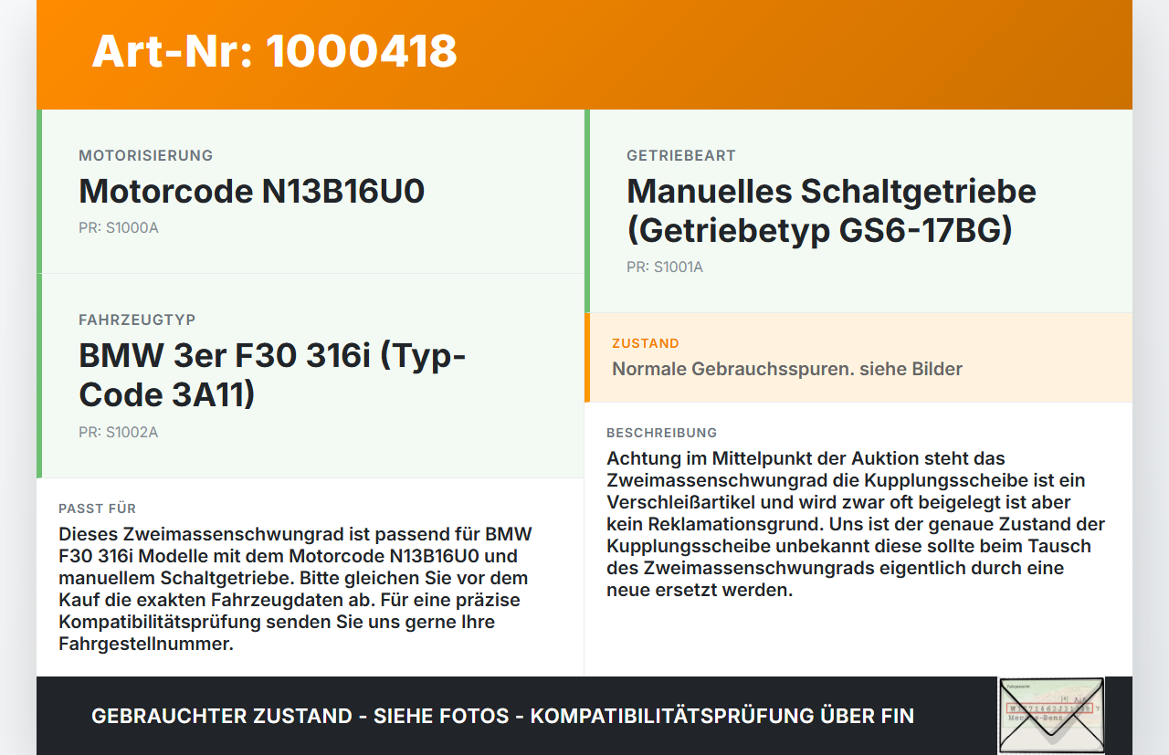 BMW F30 3er 316i 12-15 1,6 100KW N13B16U0 N13 Zweimassenschwungrad Schwungrad BMW F30 3er 316i 12-15 09.10.2013... Vorschau 3