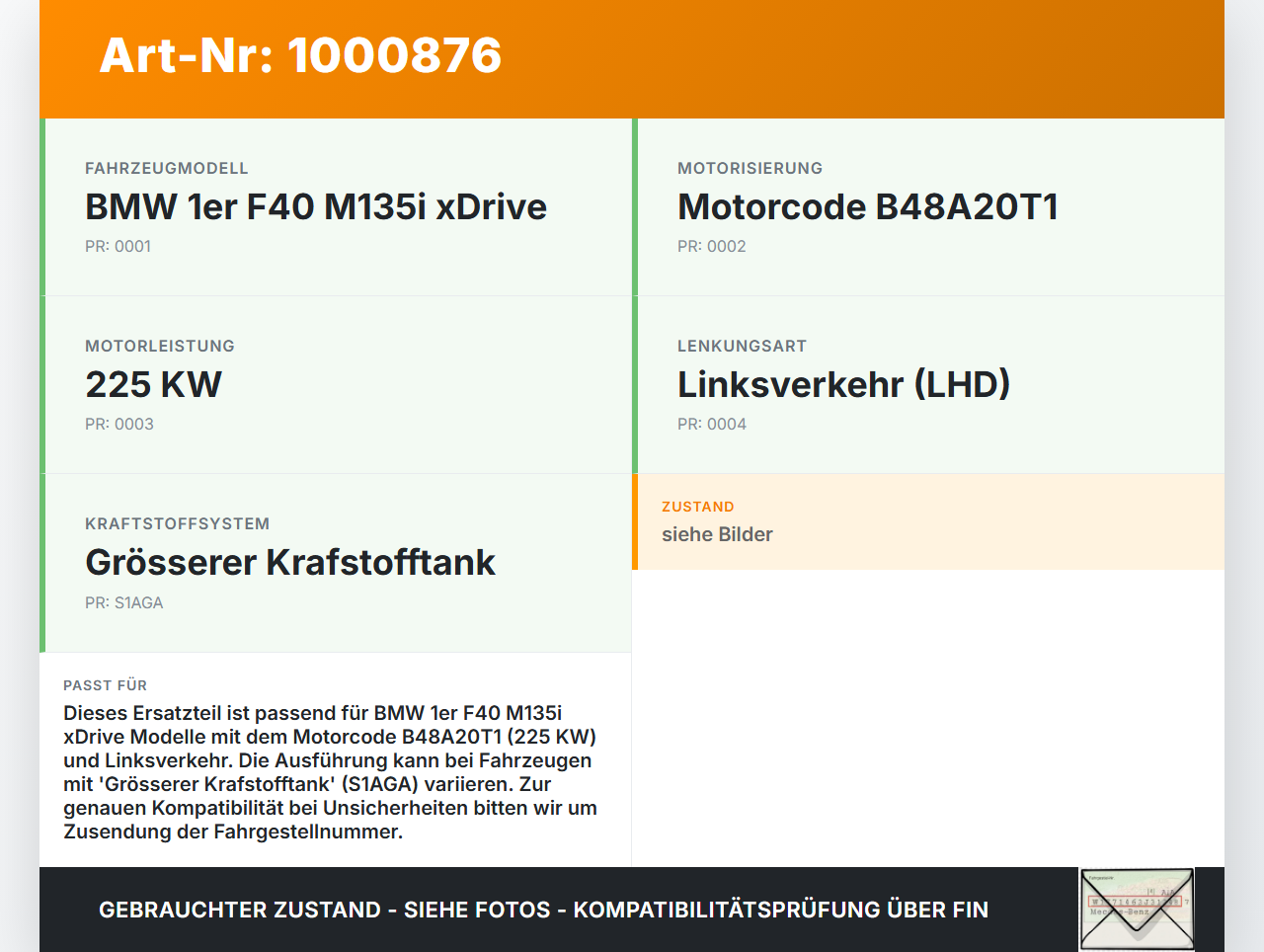 BMW F40 M135i 19-25 2,0i 225KW Hochdruck Leitung Kraftstoffleitung BMW F40 M135i 19-25 16.03.2021 8489570... Vorschau 3
