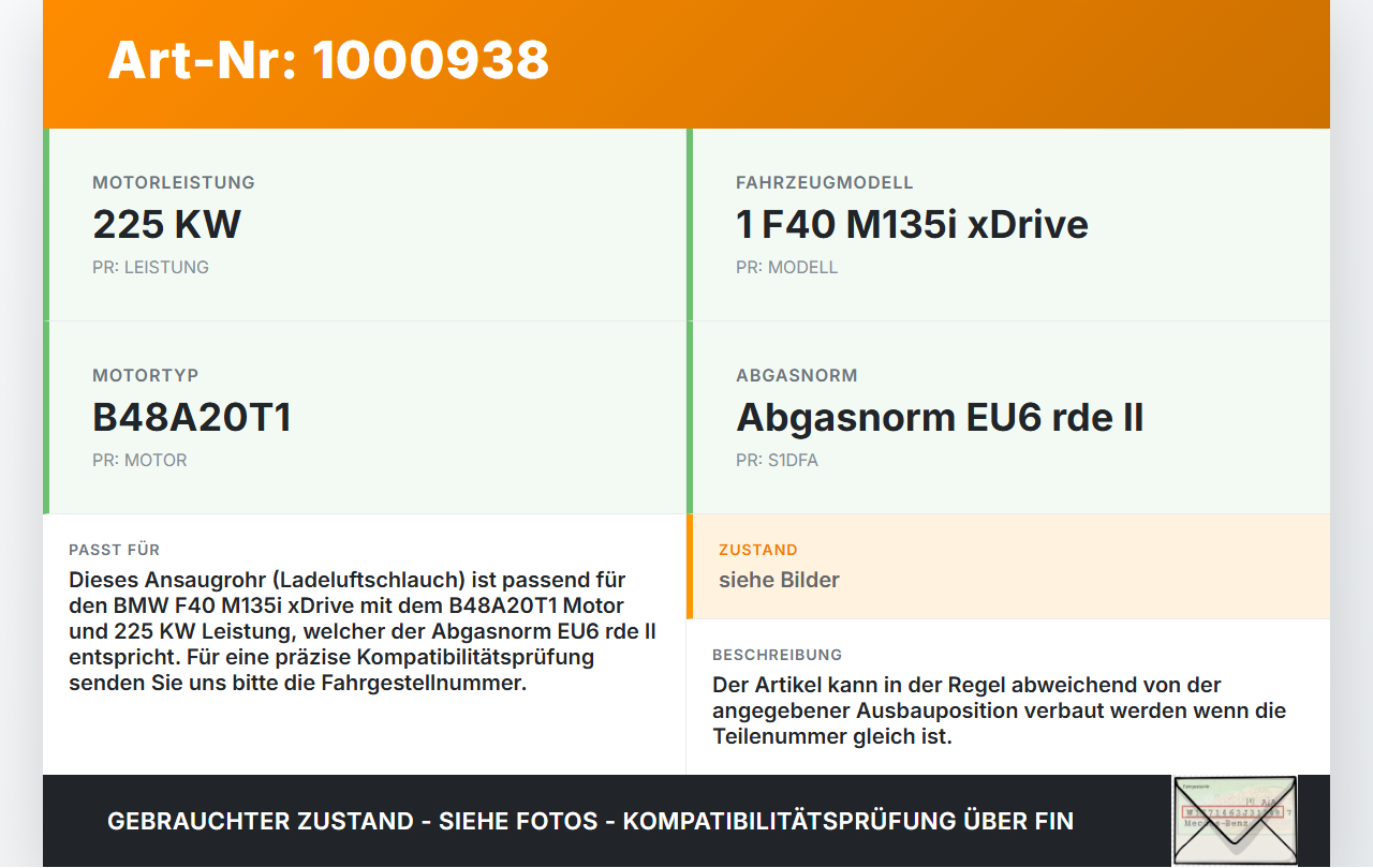 BMW F40 M135i 19-25 2,0i 225KW Ansaugrohr Ladeluftschlauch Luftschlauch Pos.1 BMW F40 M135i 19-25 16.03.2021... Vorschau 3