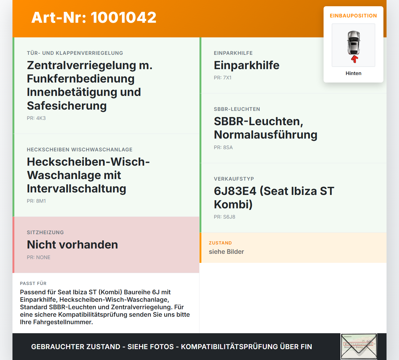 Seat Ibiza ST 6J Kombi Kabelbaum Innen Hinten Seat Ibiza ST 6J 25.04.2013 6J8971194A gebraucht Vorschau 3