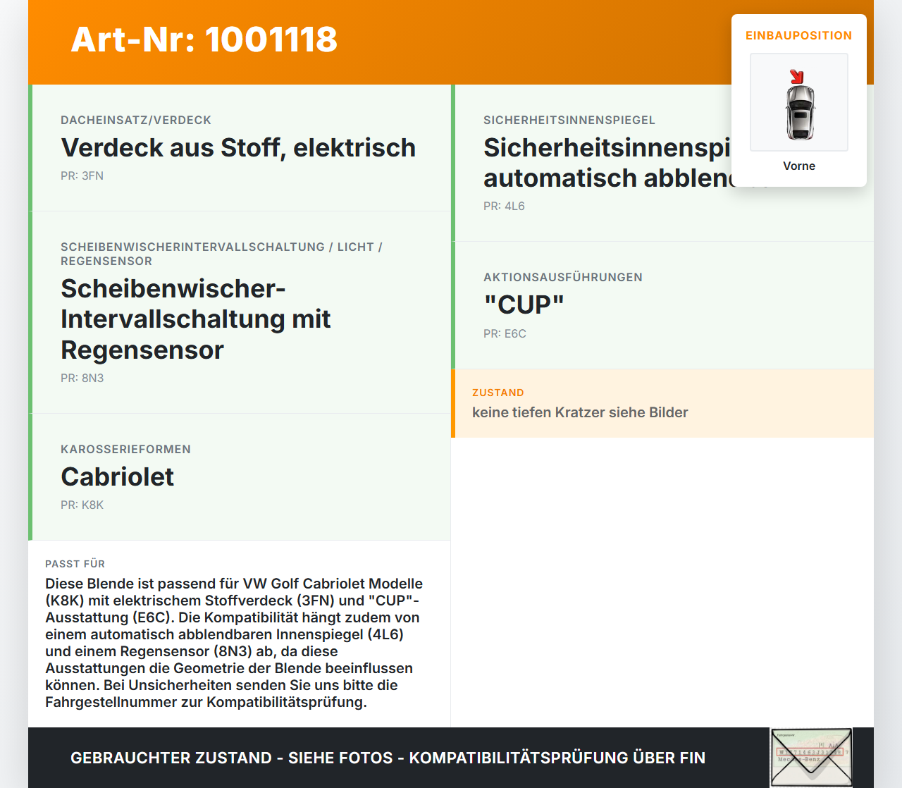 VW Golf CC 517 11-16 Blende Abschlussleiste für Himmel Dach Vorne VW Golf CC 517 11-16 24.04.2014 5K7871261A... Vorschau 3