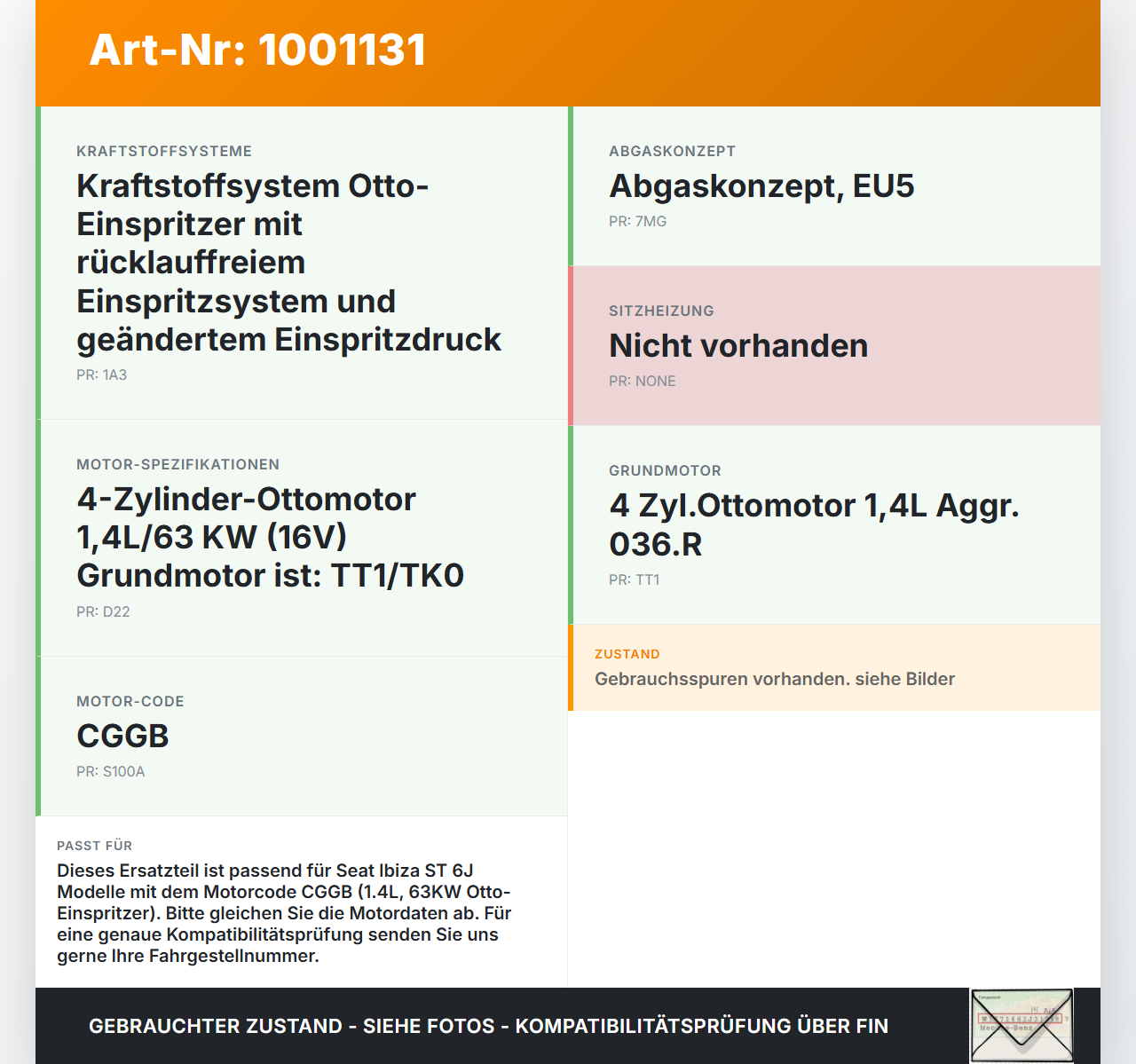 Seat Ibiza ST 6J 1,4 63KW CGGB Ölstandssensor Sensor Ölstand Geber Seat Ibiza ST 6J 25.04.2013 1J0907660F gebraucht Vorschau 3