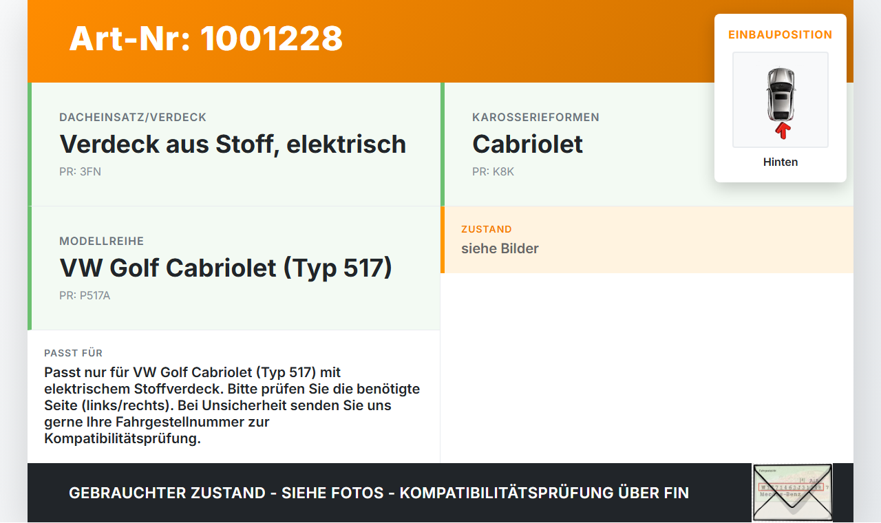 VW Golf CC 517 11-16 Gestänge für Verdeck Scharnier Hinten VW Golf CC 517 11-16 24.04.2014 5K7871021F 5K7871021F2Y5... Vorschau 3
