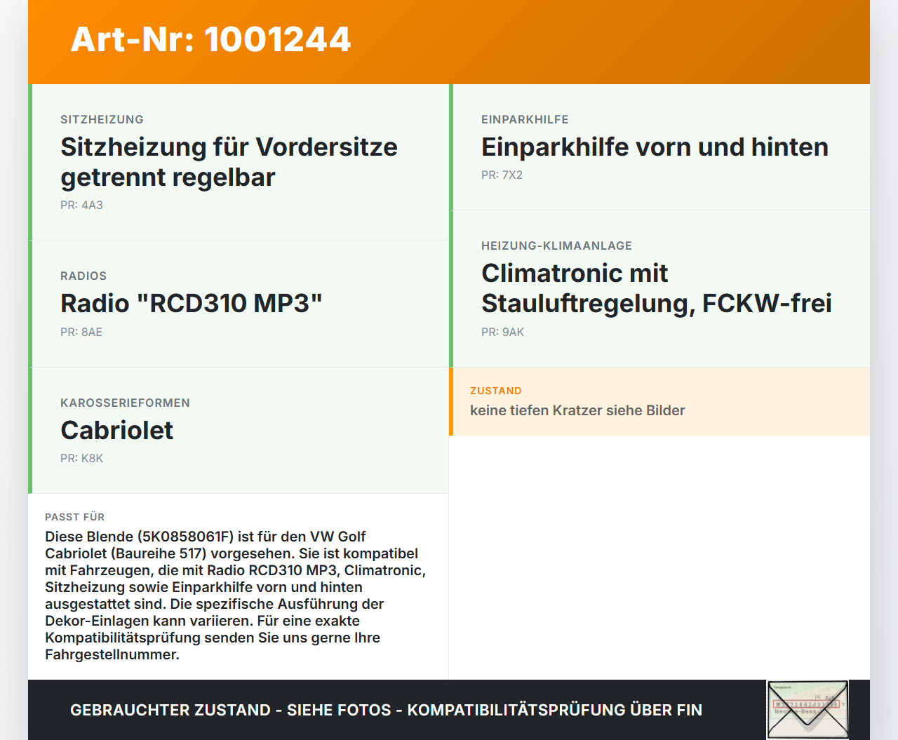 VW Golf CC 517 11-16 Blende Einbaurahmen VW Golf CC 517 11-16 24.04.2014 5K0858061F gebraucht Vorschau 3