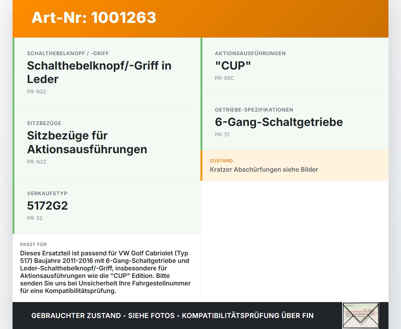 VW Golf CC 517 11-16 Schaltsack Schaltmanschette Schaltknauf VW Golf CC 517 11-16 24.04.2014 5K0711113S... Vorschau 3
