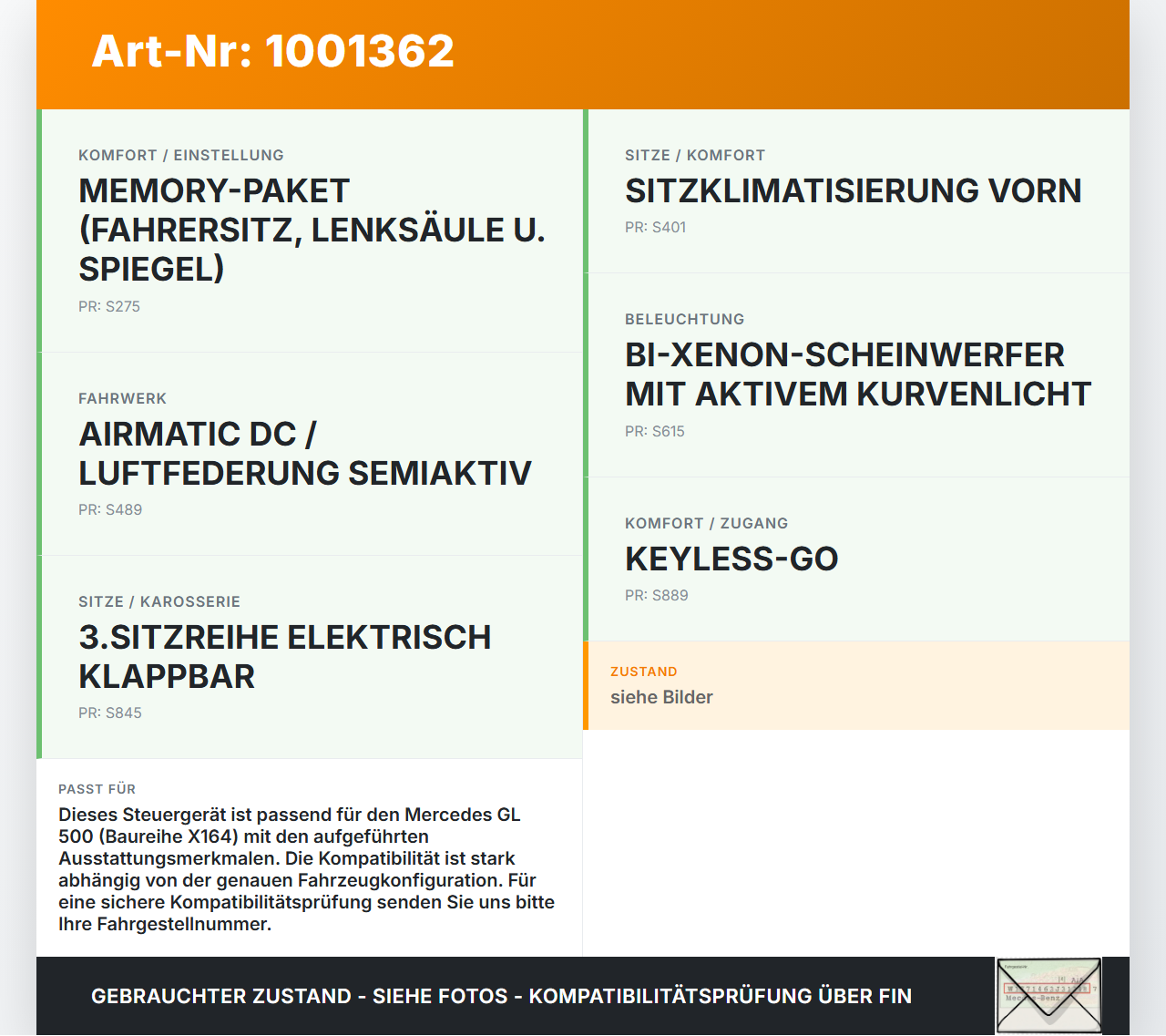 Mercedes GL 500 X164 06-11 SG Steuergerät für Karosserie Mercedes GL 500 X164 06-11 01.09.2006 A1648204226 05022595... Vorschau 3
