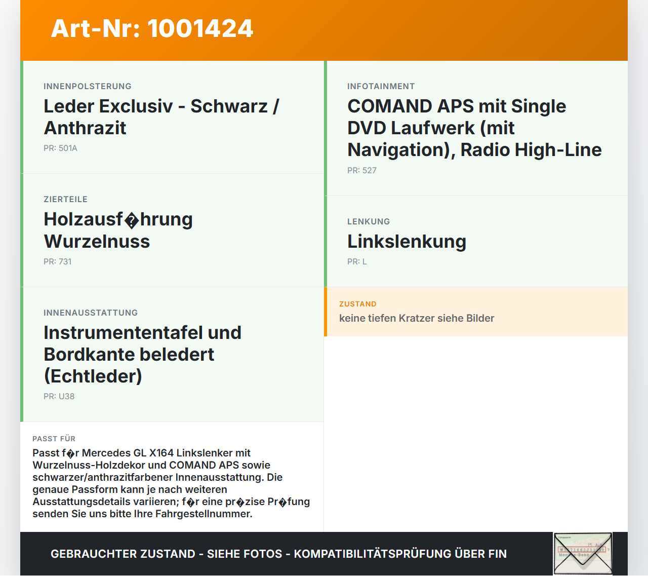 Mercedes GL 500 X164 06-11 Blende für Armaturenbrett Abdeckung Holzdekor Mercedes GL 500 X164 06-11 01.09.2006... Vorschau 3