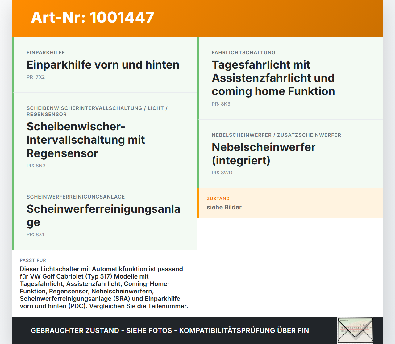 VW Golf CC 517 11-16 Lichtschalter Schalter mit Autom. VW Golf CC 517 11-16 24.04.2014 1K0941431BM gebraucht Vorschau 3