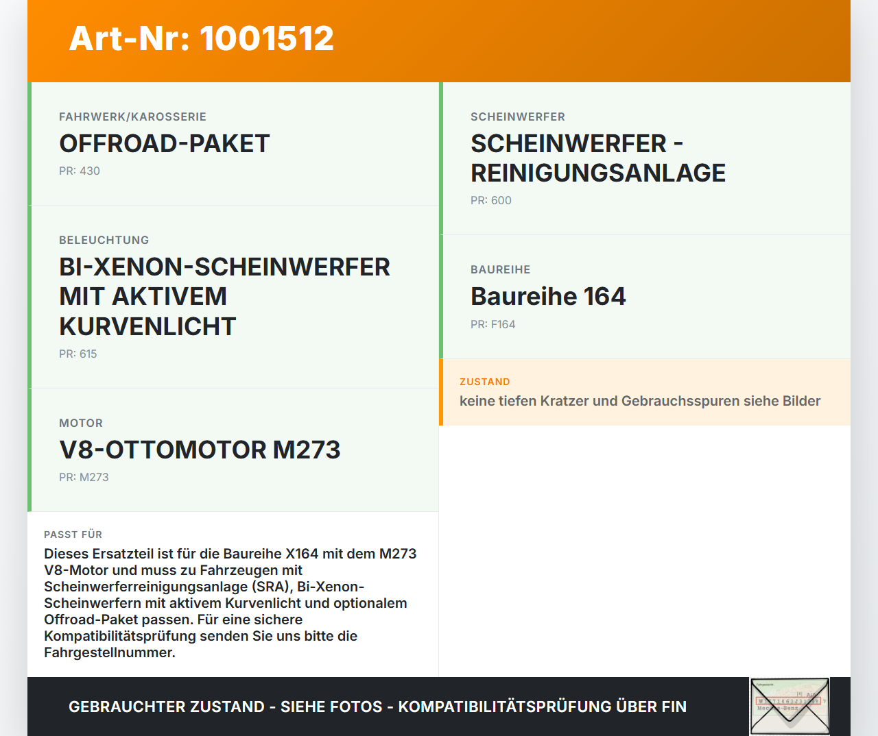 Mercedes GL 500 X164 06-11 5,5 285KW Schlossträger Frontmaske Träger Mercedes GL 500 X164 06-11 01.09.2006... Vorschau 3