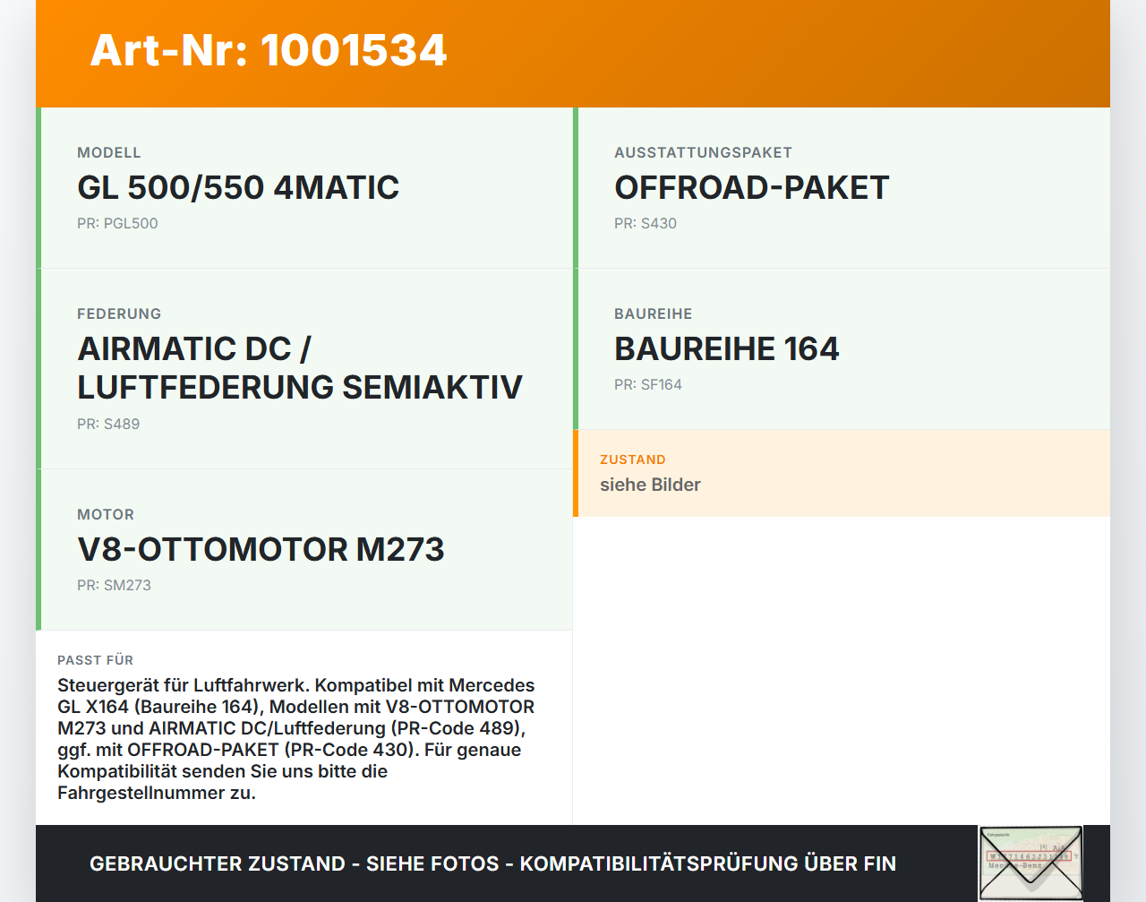 Mercedes GL 500 X164 06-11 Steuergerät ECU Modul SG Luftfahrwerk Mercedes GL 500 X164 06-11 01.09.2006 A2515452132... Vorschau 3