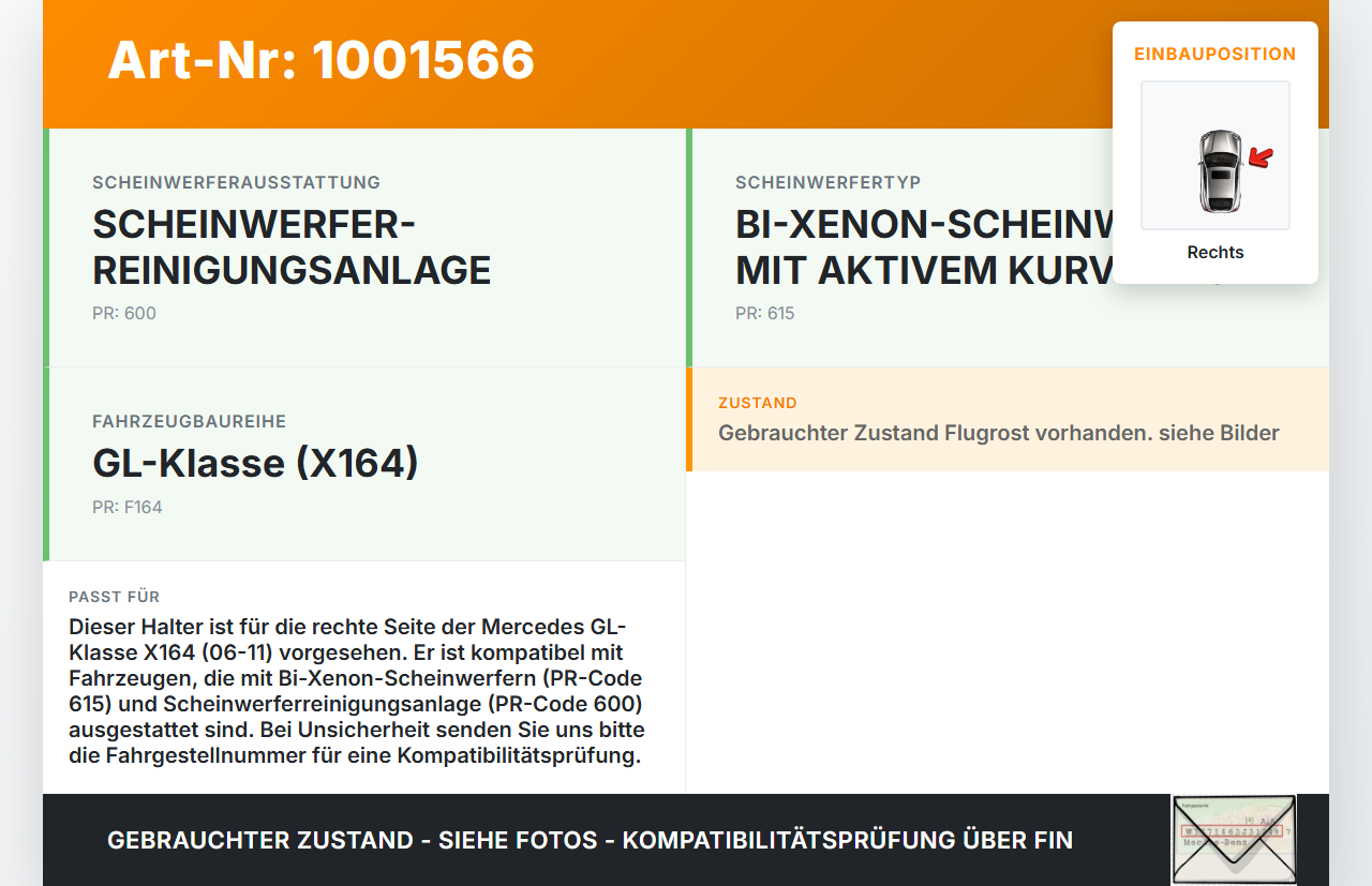 Mercedes GL 500 X164 06-11 Halter Träger Führung Aufnahme für Scheinwerfer Rechts Mercedes GL 500 X164 06-11... Vorschau 3