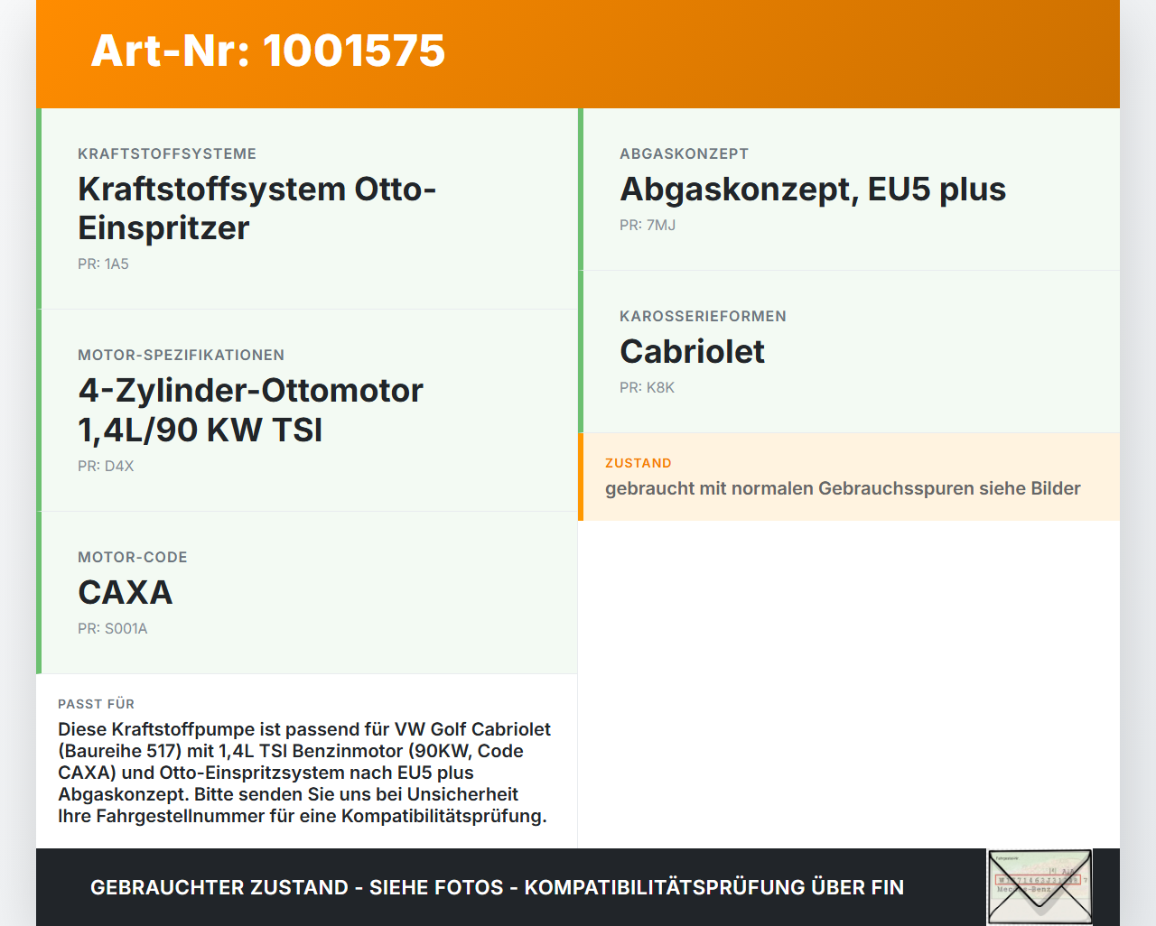 VW Golf CC 517 11-16 TSI 1,4 90KW Kraftstoffpumpe Kraftstoff Förderpumpe Tankgeber VW Golf CC 517 11-16 24.04.2014... Vorschau 3