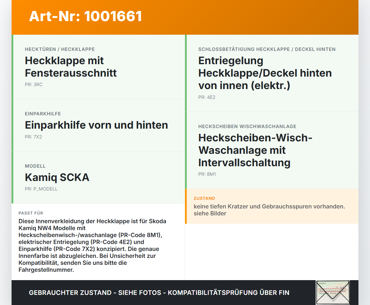 Skoda Kamiq NW4 19-23 Verkleidung Heckklappe Innen Skoda Kamiq NW4 19-23 27.02.2024 658867975B gebraucht Vorschau 3
