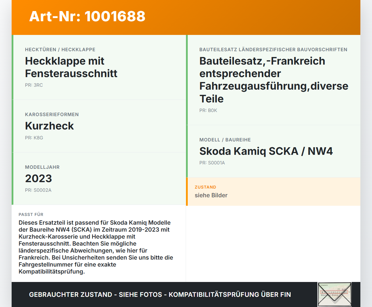 Skoda Kamiq NW4 19-23 Kennzeichenleuchte Pos.1 Skoda Kamiq NW4 19-23 27.02.2024 5NA943021 5WA943021 23097949... Vorschau 3