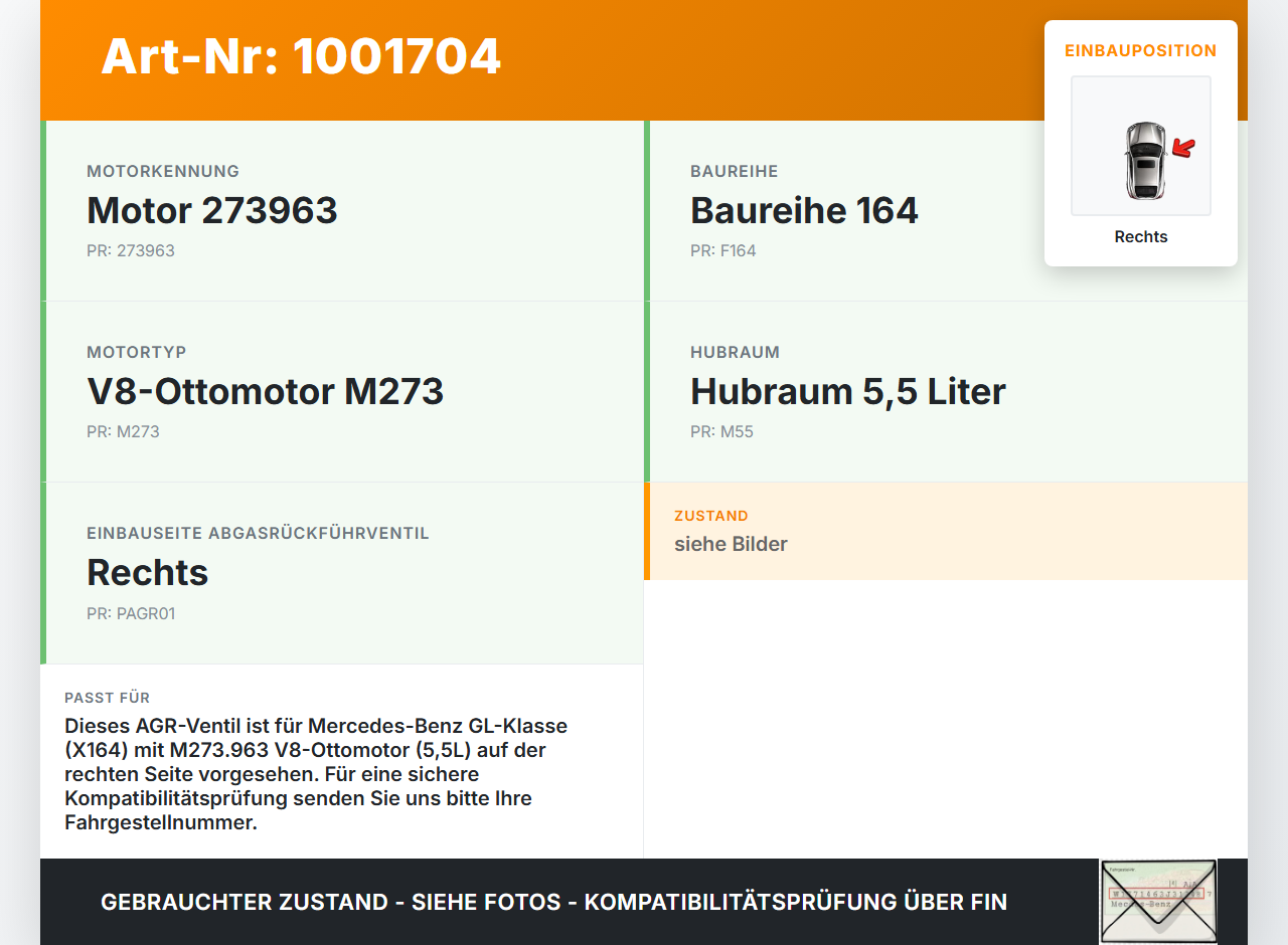 Mercedes GL 500 X164 06-11 5,5 285KW 273963 Abgasrückführventil EGR AGR Ventil Rechts Mercedes GL 500 X164 06-11... Vorschau 3