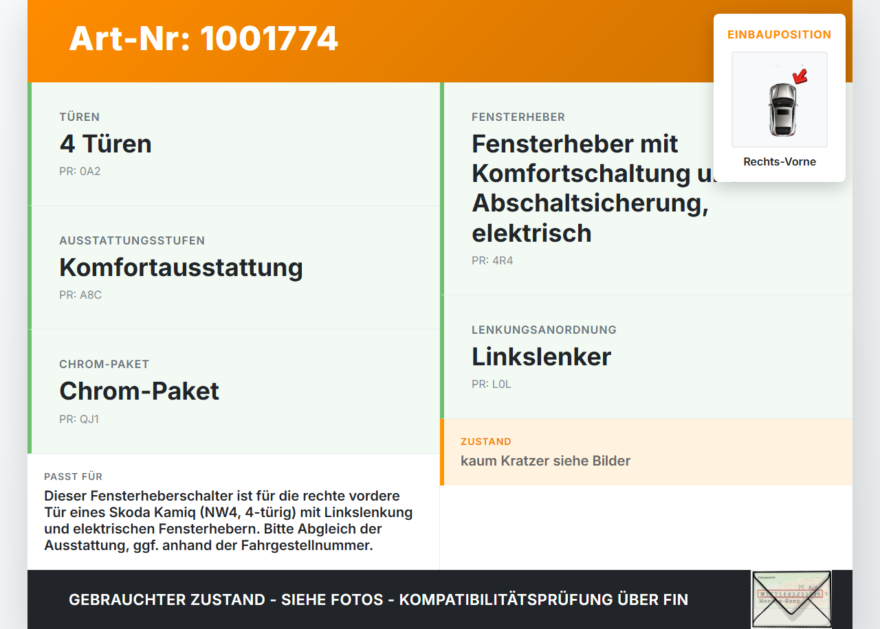 Skoda Kamiq NW4 19-23 Fensterheberschalter Schalter Rechts Vorne Skoda Kamiq NW4 19-23 27.02.2024 5G0959855K gebraucht Vorschau 3