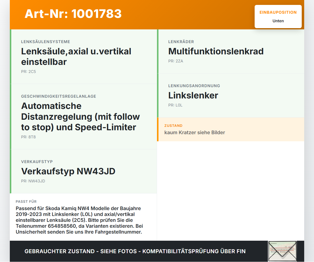 Skoda Kamiq NW4 19-23 Verkleidung Abdeckung Unten für Lenksäule Skoda Kamiq NW4 19-23 27.02.2024 654858560... Vorschau 3