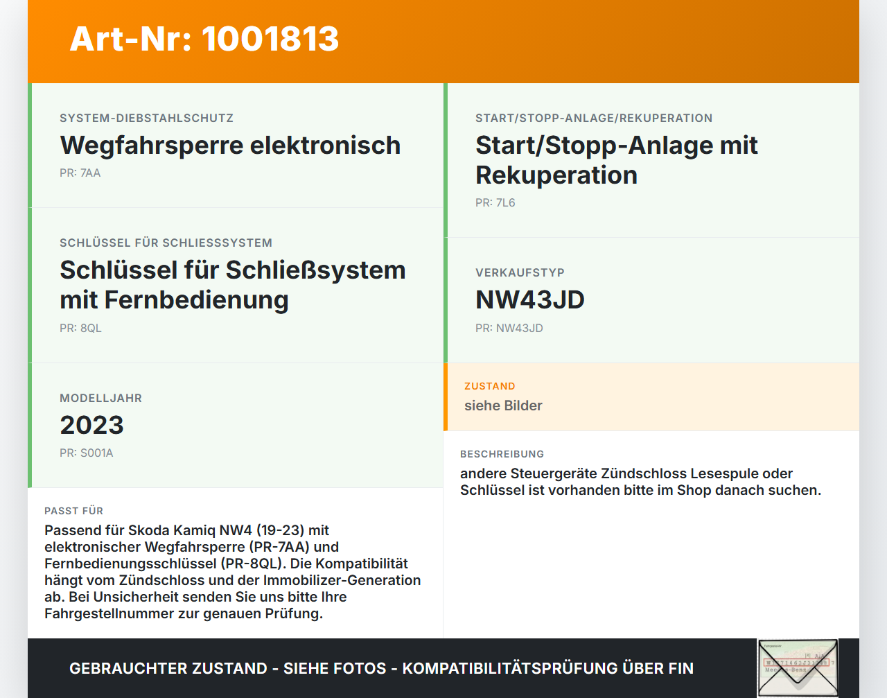 Skoda Kamiq NW4 19-23 Lesespule Skoda Kamiq NW4 19-23 27.02.2024 2Q0953254 A202000400 gebraucht Vorschau 3