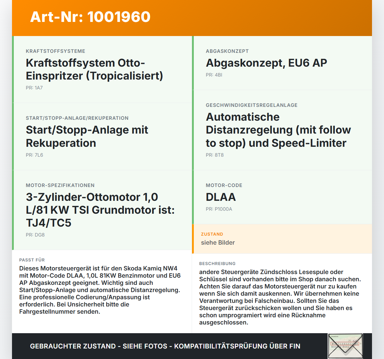 Skoda Kamiq NW4 19-23 1,0 81KW Motor Steuergerät ECU Motorsteuergerät Skoda Kamiq NW4 19-23 27.02.2024 05C906032M... Vorschau 3