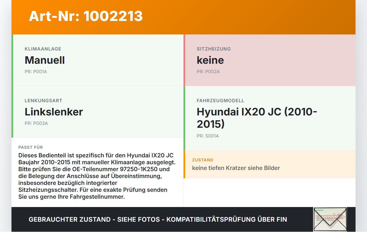 Hyundai IX20 JC 10-15 Bedienteil Bedienelement Heizung Klimabedienteil Hyundai IX20 JC 10-15 07.02.2013... Vorschau 3