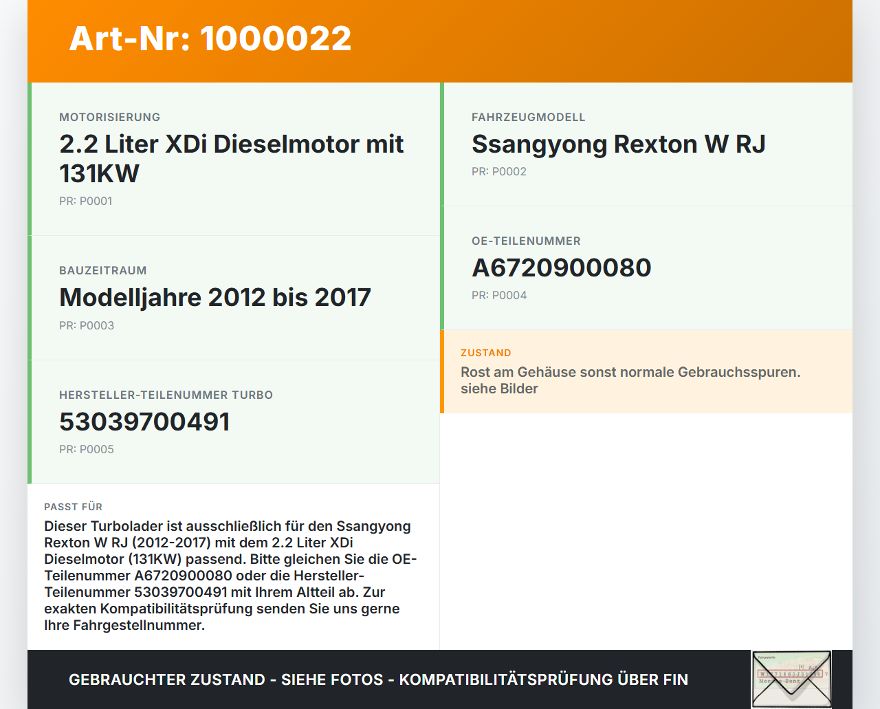 Ssangyong Rexton W RJ 12-17 XDi 2,2 131KW Turbolader Abgasturbolader Turbo Ssangyong Rexton W RJ 12-17 07.09.2016... Vorschau 3