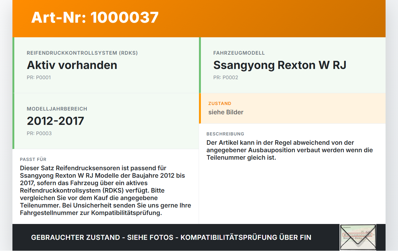 Ssangyong Rexton W RJ 12-17 Satz Reifendrucksensoren RDKS Sensoren Ssangyong Rexton W RJ 12-17 07.09.2016 MRXSSW4... Vorschau 3