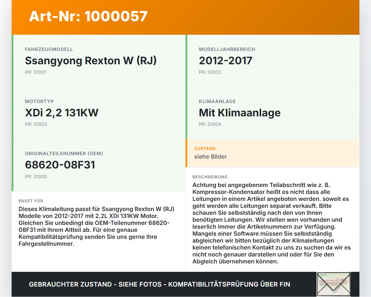 Ssangyong Rexton W RJ 12-17 XDi 2,2 131KW Klimaschlauch Klimaleitung Ssangyong Rexton W RJ 12-17 07.09.2016... Vorschau 3