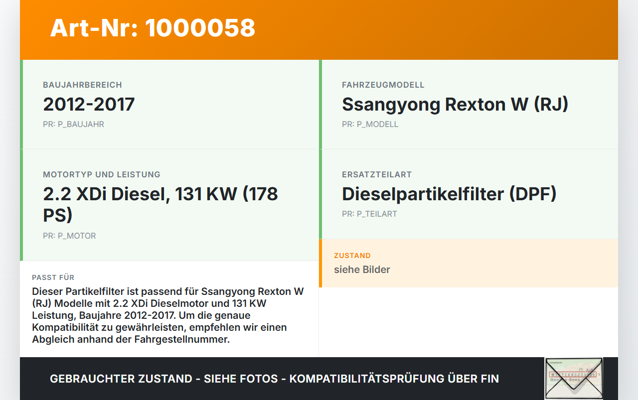 Ssangyong Rexton W RJ 12-17 XDi 2,2 131KW Partikelfilter Rußpartikelfilter Dieselpartikelfilter DPF Ssangyong... Vorschau 3
