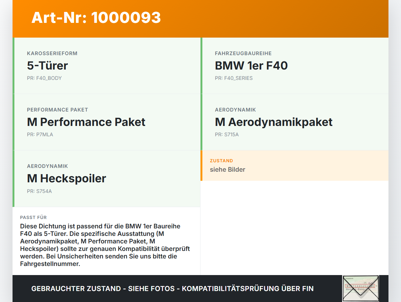 BMW F40 M135i 19-25 5T Dichtung Rahmen für Heckklappe Kofferraum BMW F40 M135i 19-25 16.03.2021 7456073 51767456073... Vorschau 3