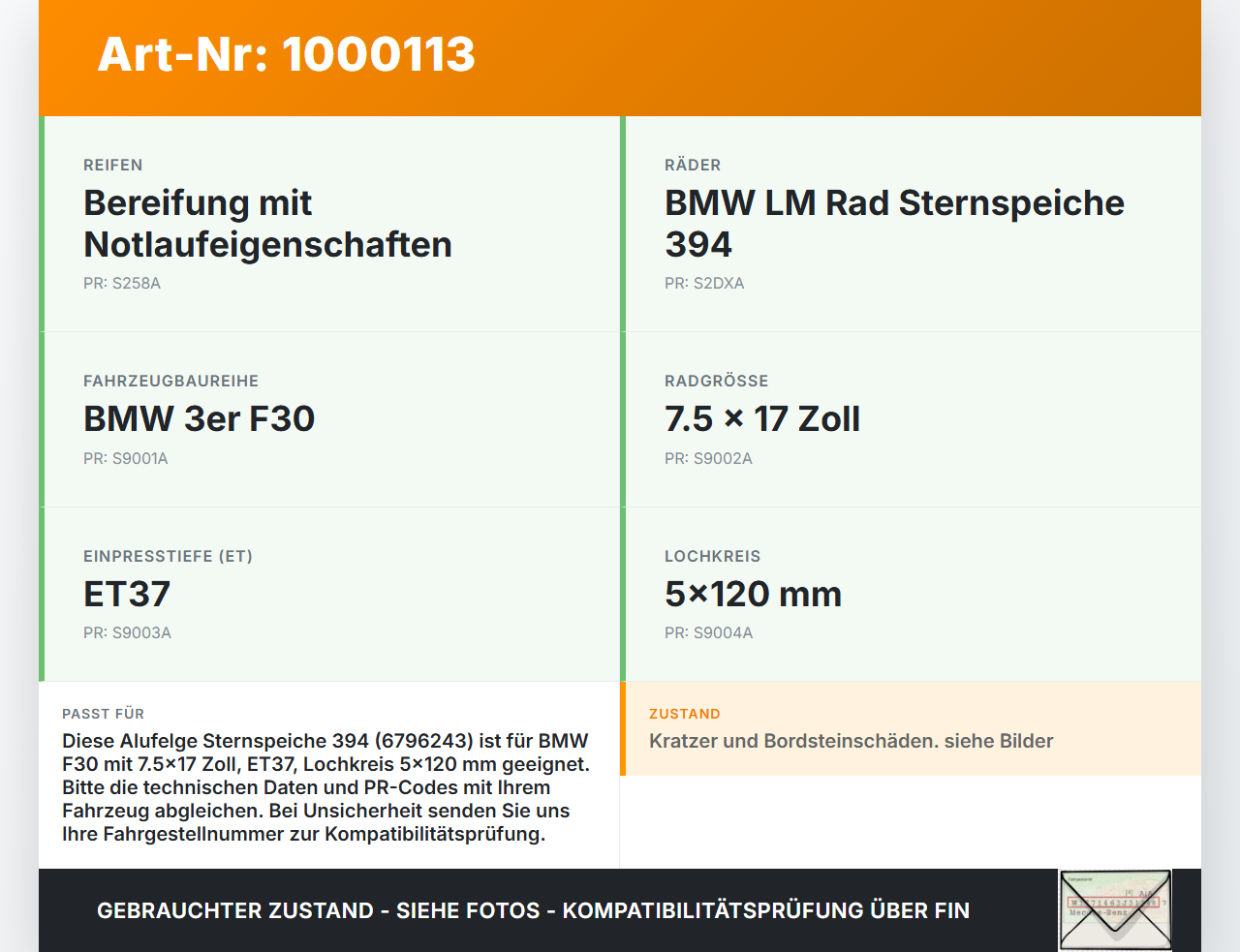 BMW F30 3er 316i 12-15 1x Felge Alufelge 5X120 7.5X17Zoll ET37 BMW F30 3er 316i 12-15 09.10.2013 6796243 gebraucht Vorschau 3