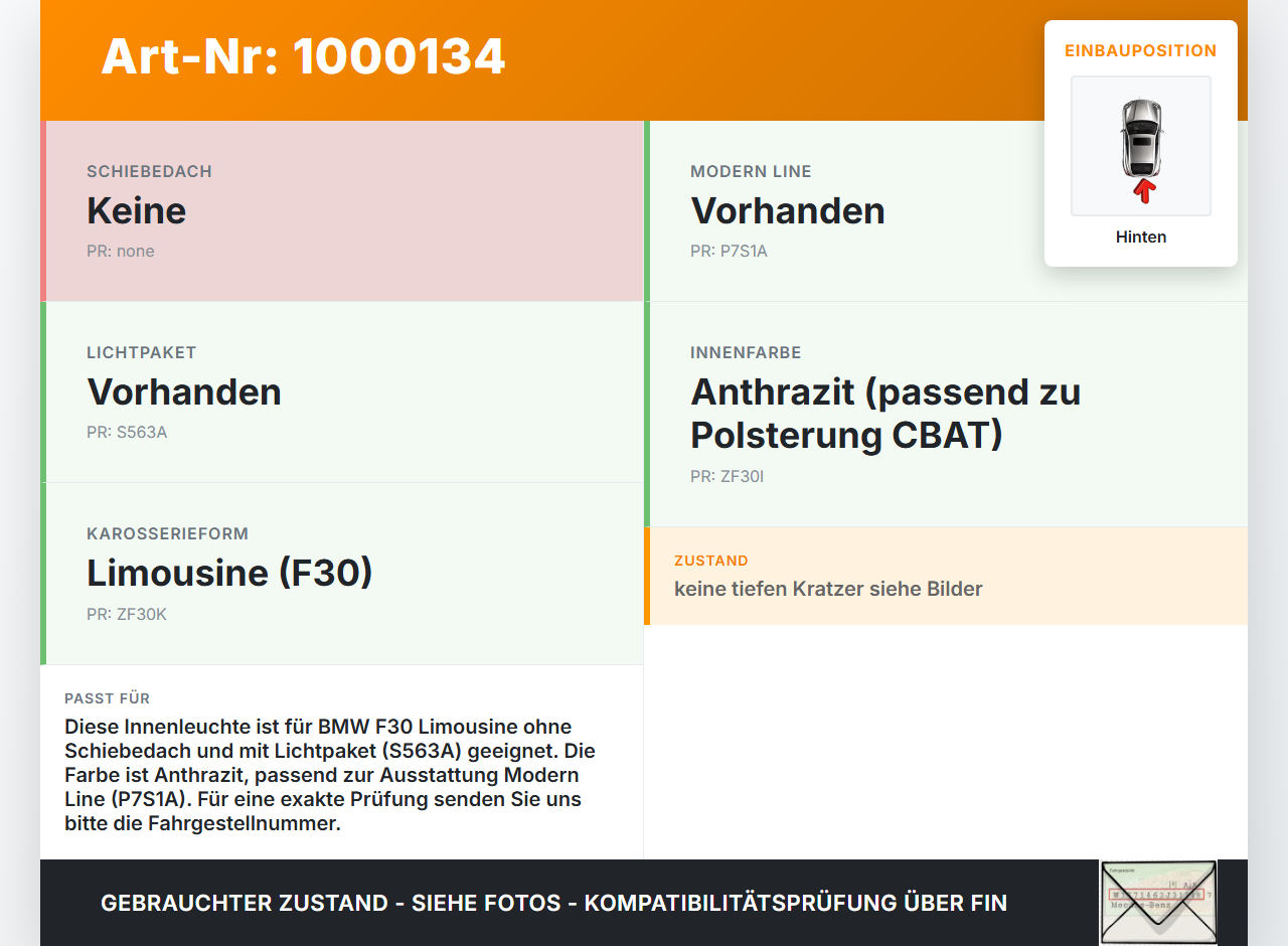 BMW F30 3er 316i 12-15 Innenleuchte Innenraumleuchte Hinten BMW F30 3er 316i 12-15 09.10.2013 9219498 63319219498... Vorschau 3