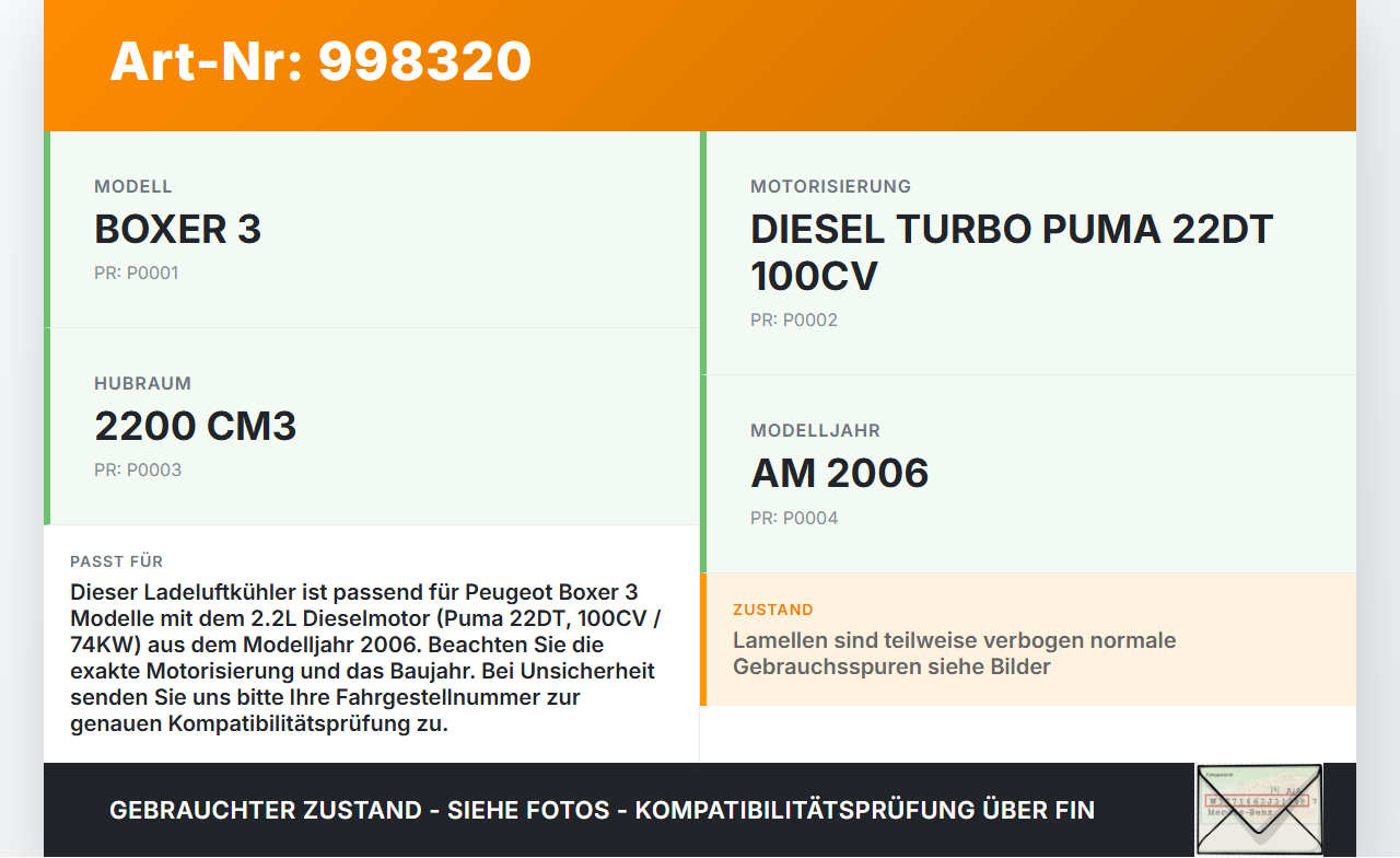 Peugeot Boxer Jumper 250 06-12 HDI 2,2 74KW Ladeluftkühler Kühlertkm Peugeot Boxer Jumper 250 06-12 13.02.2008... Vorschau 3