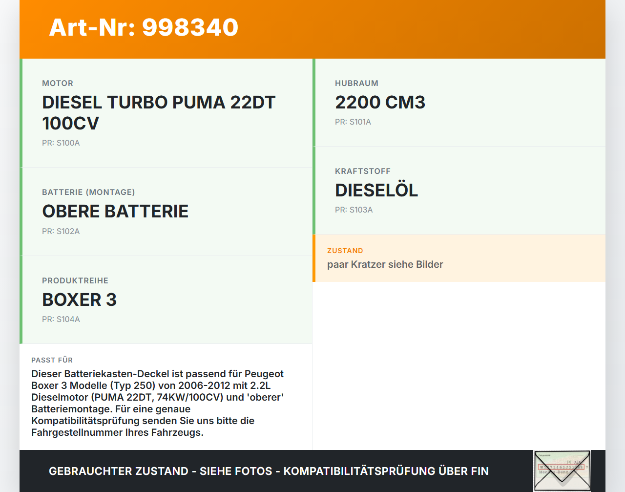 Peugeot Boxer Jumper 250 06-12 HDI 2,2 74KW Deckel für Batteriekasten Peugeot Boxer Jumper 250 06-12 13.02.2008... Vorschau 3