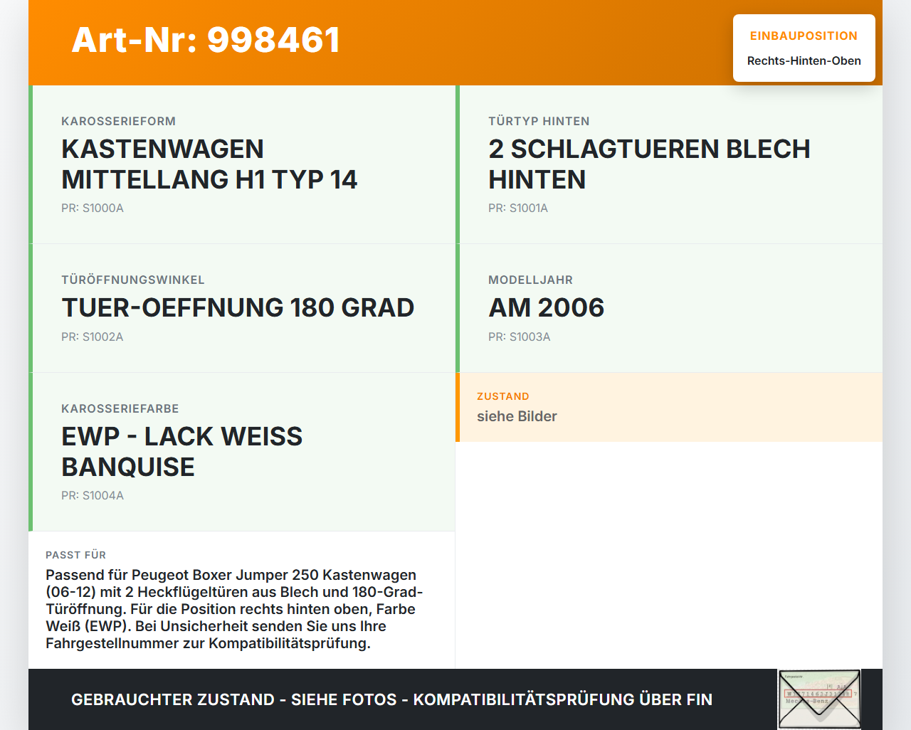 Peugeot Boxer Jumper 250 06-12 Kasten Türscharnier Tür Scharnier Rechts Hinten Oben Peugeot Boxer Jumper 250 06-12... Vorschau 3