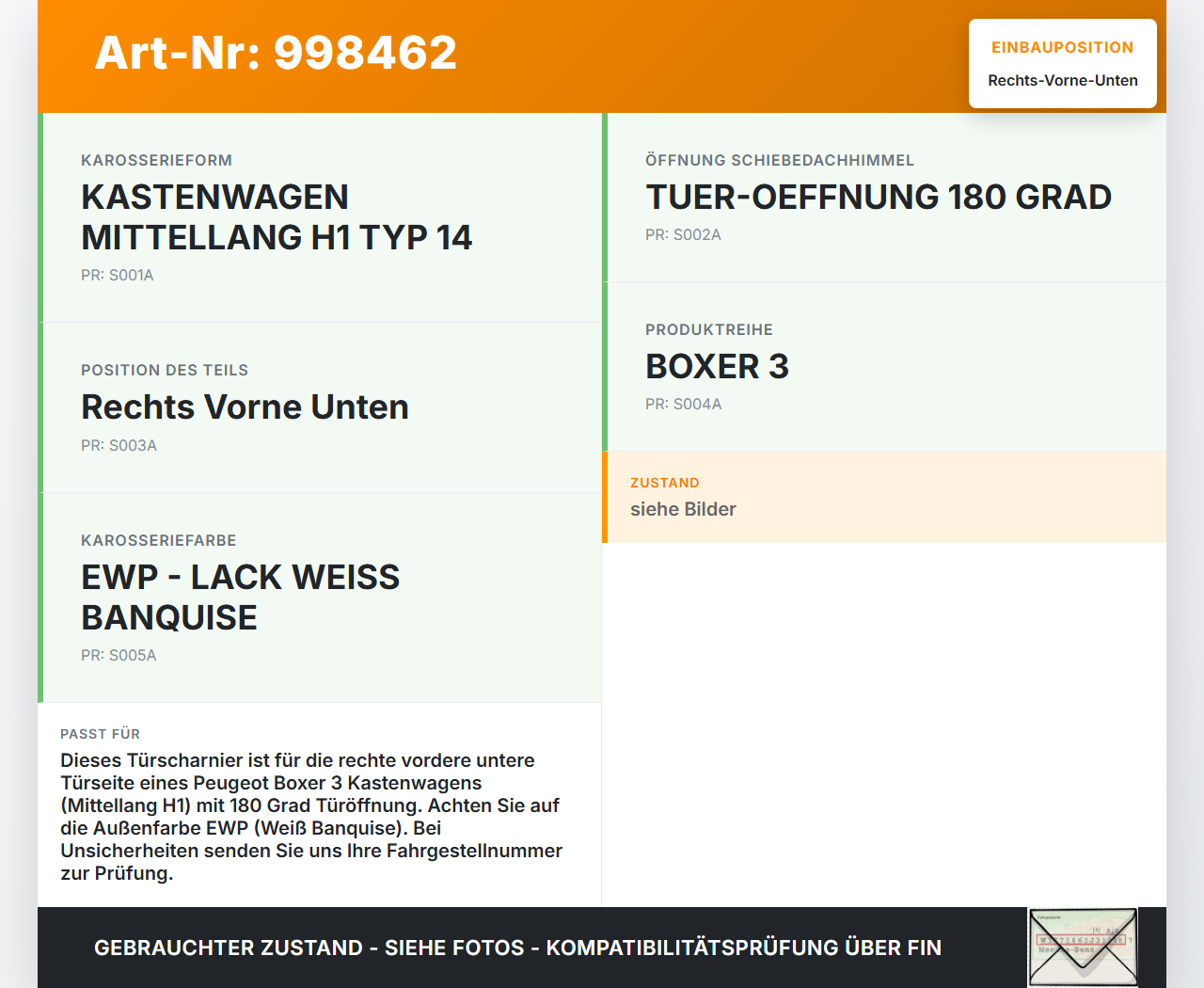 Peugeot Boxer Jumper 250 06-12 Kasten Türscharnier Scharnier für Tür Rechts Vorne Unten Peugeot Boxer Jumper 250... Vorschau 3