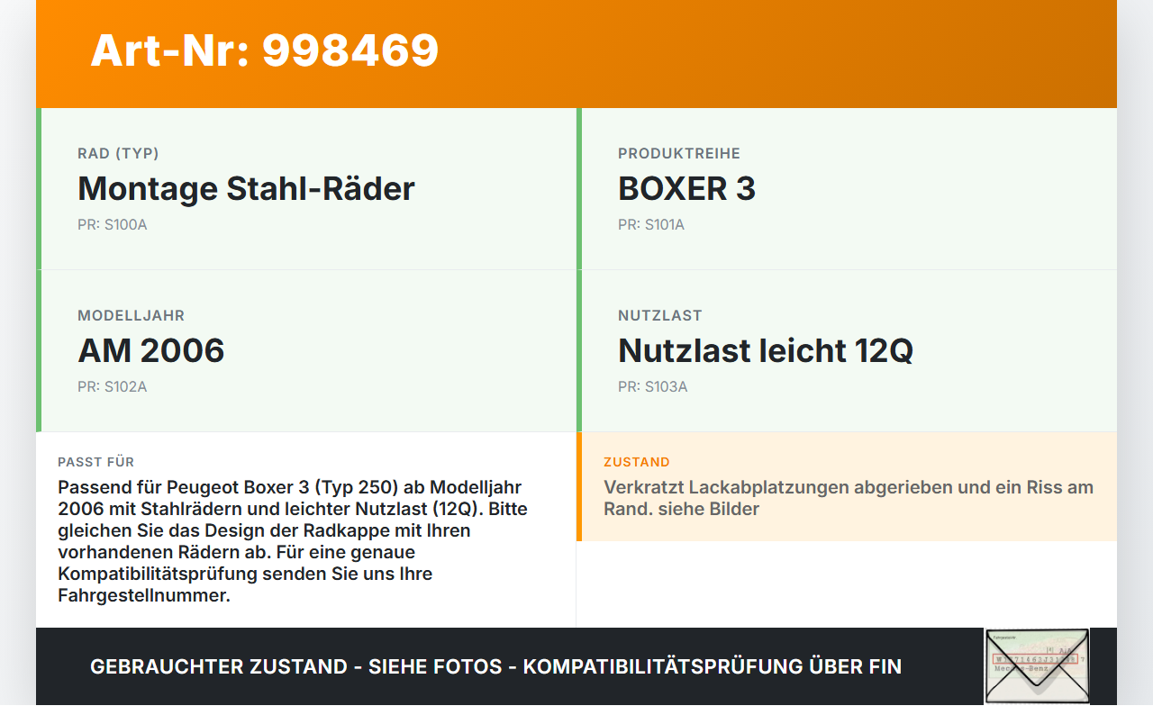 Peugeot Boxer Jumper 250 06-12 eine Radkappe 1Stück Peugeot Boxer Jumper 250 06-12 13.02.2008 gebraucht Vorschau 3