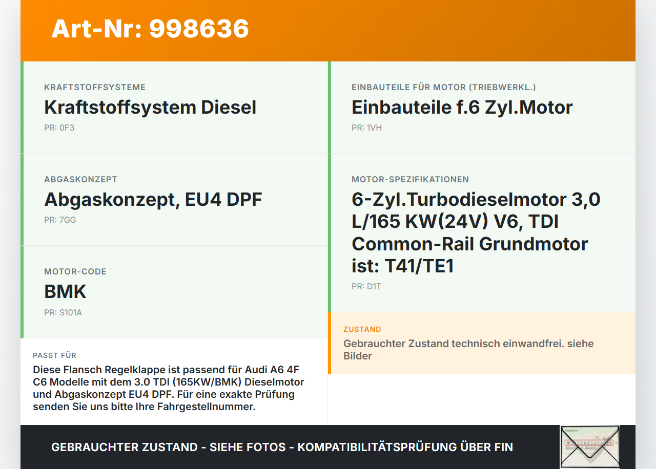 Audi A6 4F C6 05-09 TDI 3,0 165KW BMK Flansch Regelklappe für Abgasrückführventil EGR AGR Ventil Audi A6 4F C6... Vorschau 3