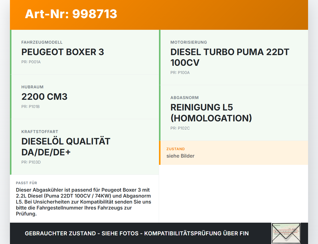 Peugeot Boxer Jumper 250 06-12 HDI 2,2 74KW Abgaskühlung Wärmetauscher Peugeot Boxer Jumper 250 06-12 13.02.2008... Vorschau 3