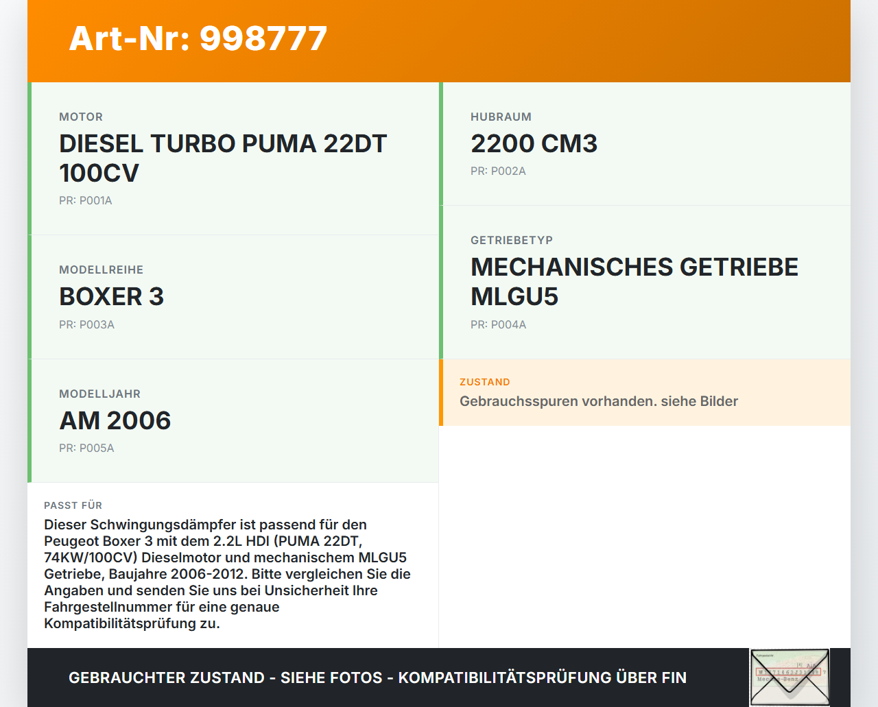 Peugeot Boxer Jumper 250 06-12 HDI 2,2 74KW PUMA 22DT Riemenscheibe für Kurbelwelle Schwingungsdämpfer Peugeot... Vorschau 3