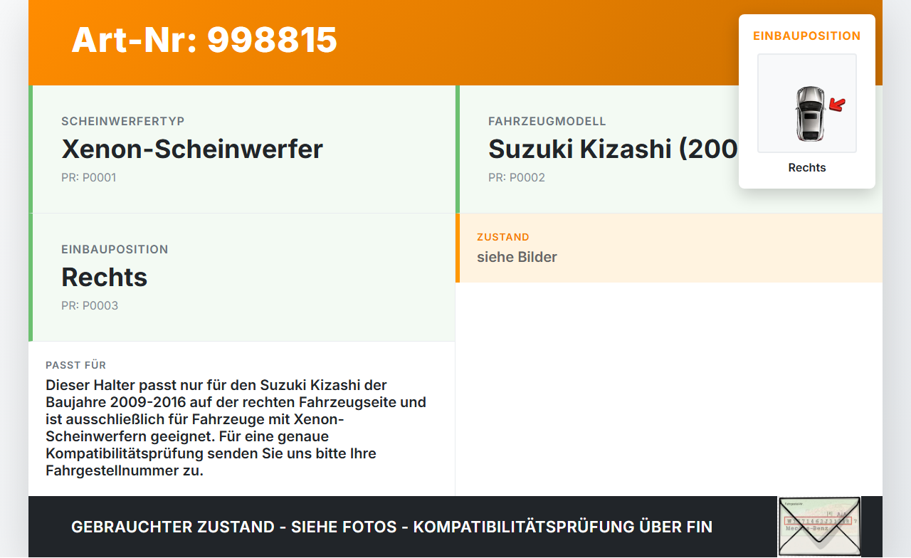 Suzuki Kizashi 09-16 Halter Träger Führung Aufnahme für Scheinwerfer Rechts Suzuki Kizashi 09-16 20.09.2012 gebraucht Vorschau 3