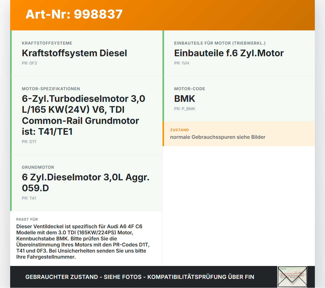 Audi A6 4F C6 05-09 TDI 3,0 165KW BMK Ventildeckel Zylinderkopfhaube Audi A6 4F C6 05-09 16.06.2005 059103469AC... Vorschau 3