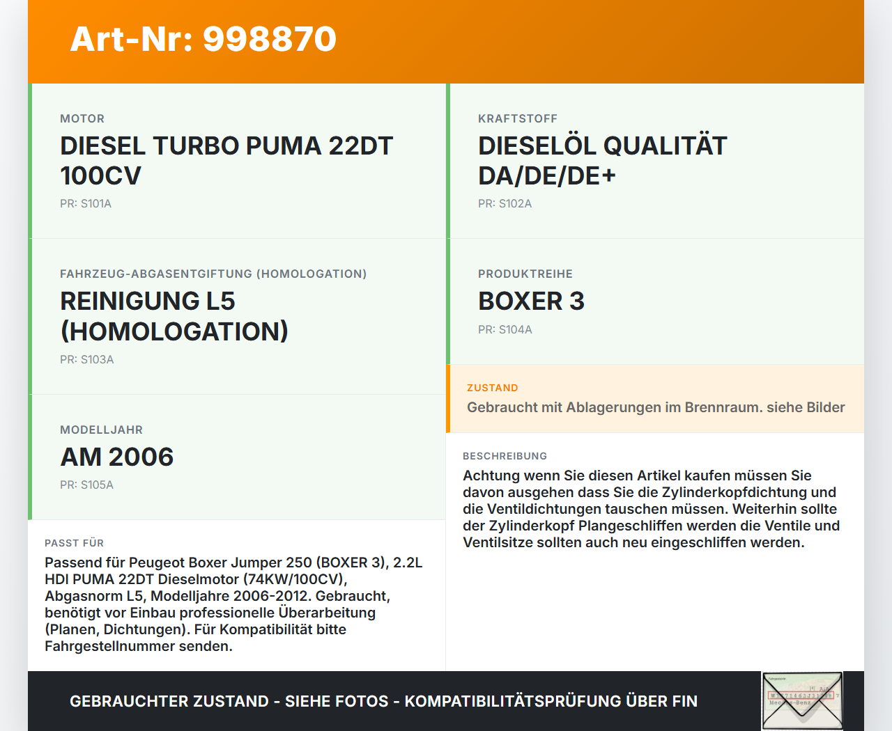 Peugeot Boxer Jumper 250 06-12 HDI 2,2 74KW PUMA 22DT Zylinderkopf Peugeot Boxer Jumper 250 06-12 13.02.2008 0200GW... Vorschau 3