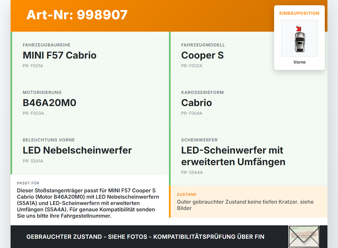 MINI F57 Cooper S 14-18 Stoßstangenträger Stoßfängerträger Zusatz- Querträger Vorne MINI F57 Cooper S 14-18... Vorschau 3