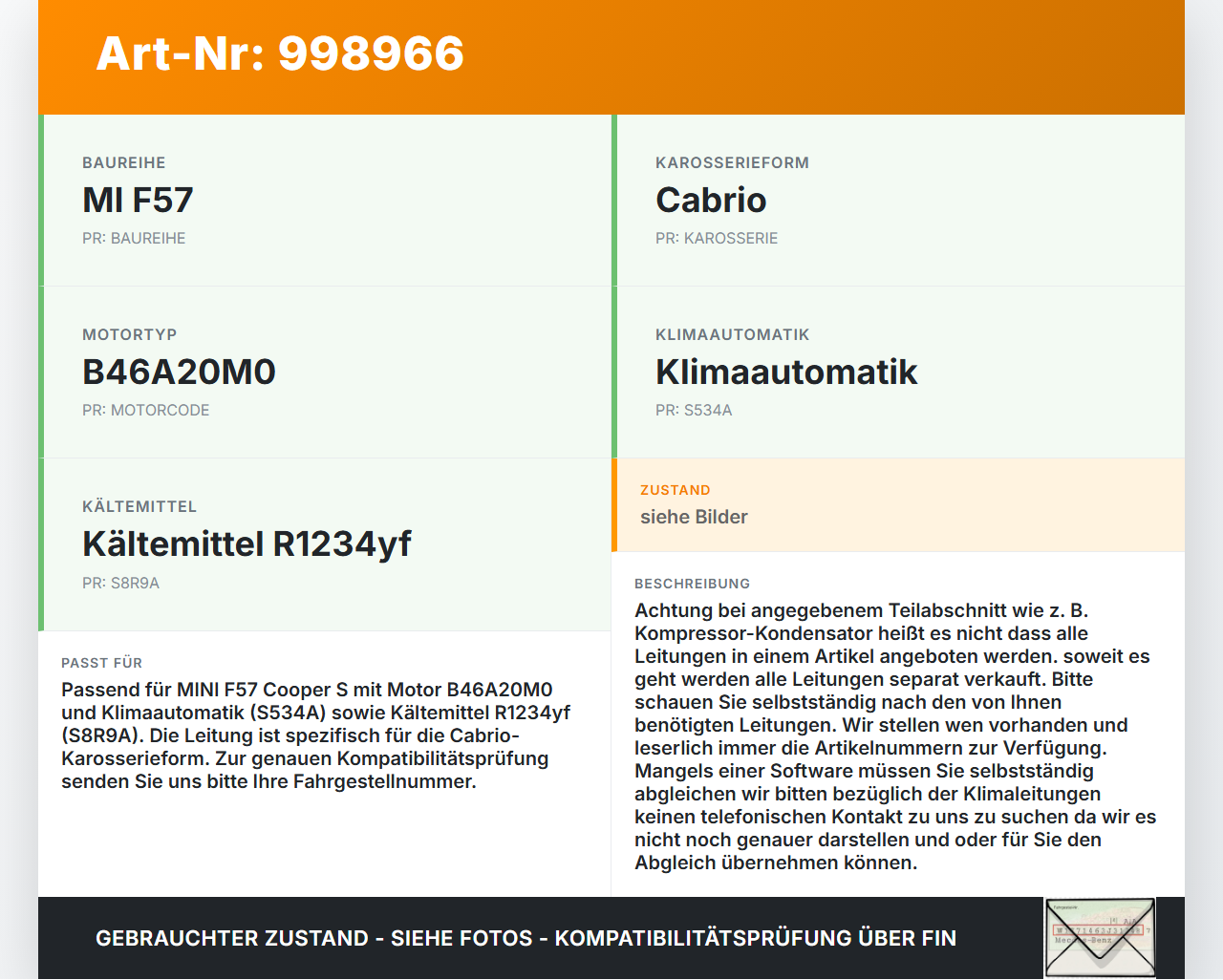 MINI F57 Cooper S 14-18 2,0 141KW Klimaleitung Klimaschlauch für Klimaanlage MINI F57 Cooper S 14-18 07.06.2017... Vorschau 3