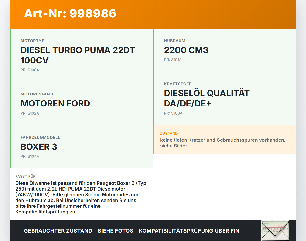 Peugeot Boxer Jumper 250 06-12 HDI 2,2 74KW PUMA 22DT Ölwanne Motorwanne Peugeot Boxer Jumper 250 06-12 13.02.2008... Vorschau 3