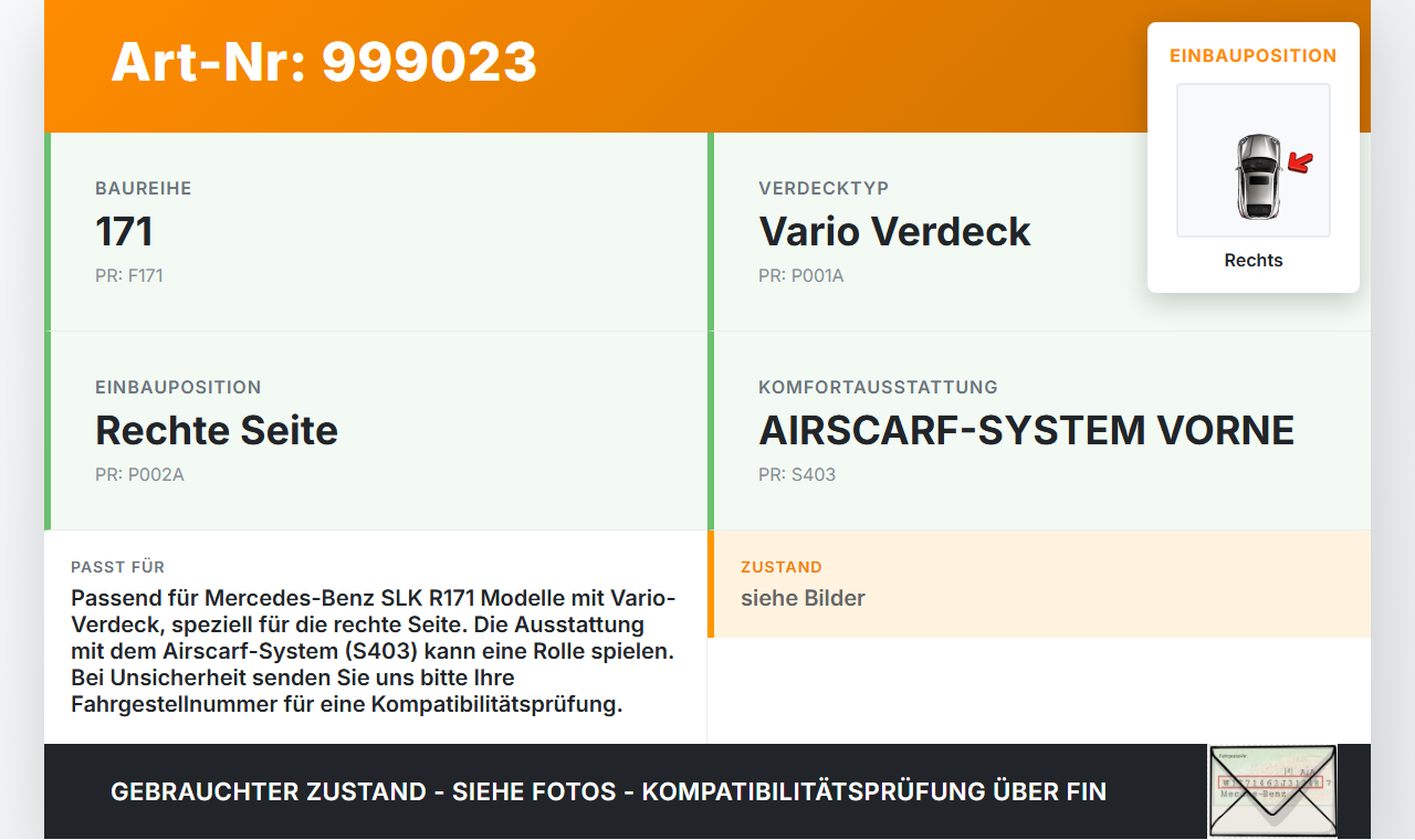 Mercedes R171 SLK 200 04-08 Cabrio Zylinder Hydraulikzylinder Hydraulik 42 u. 40 für Vario Verdeck Rechts Mercedes... Vorschau 3