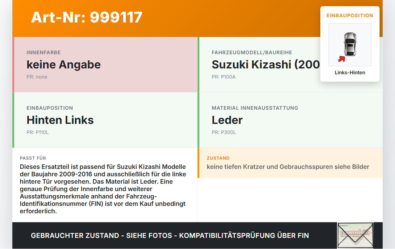 Suzuki Kizashi 09-16 Türverkleidung Türpappe Links Hinten Suzuki Kizashi 09-16 20.09.2012 gebraucht Vorschau 3